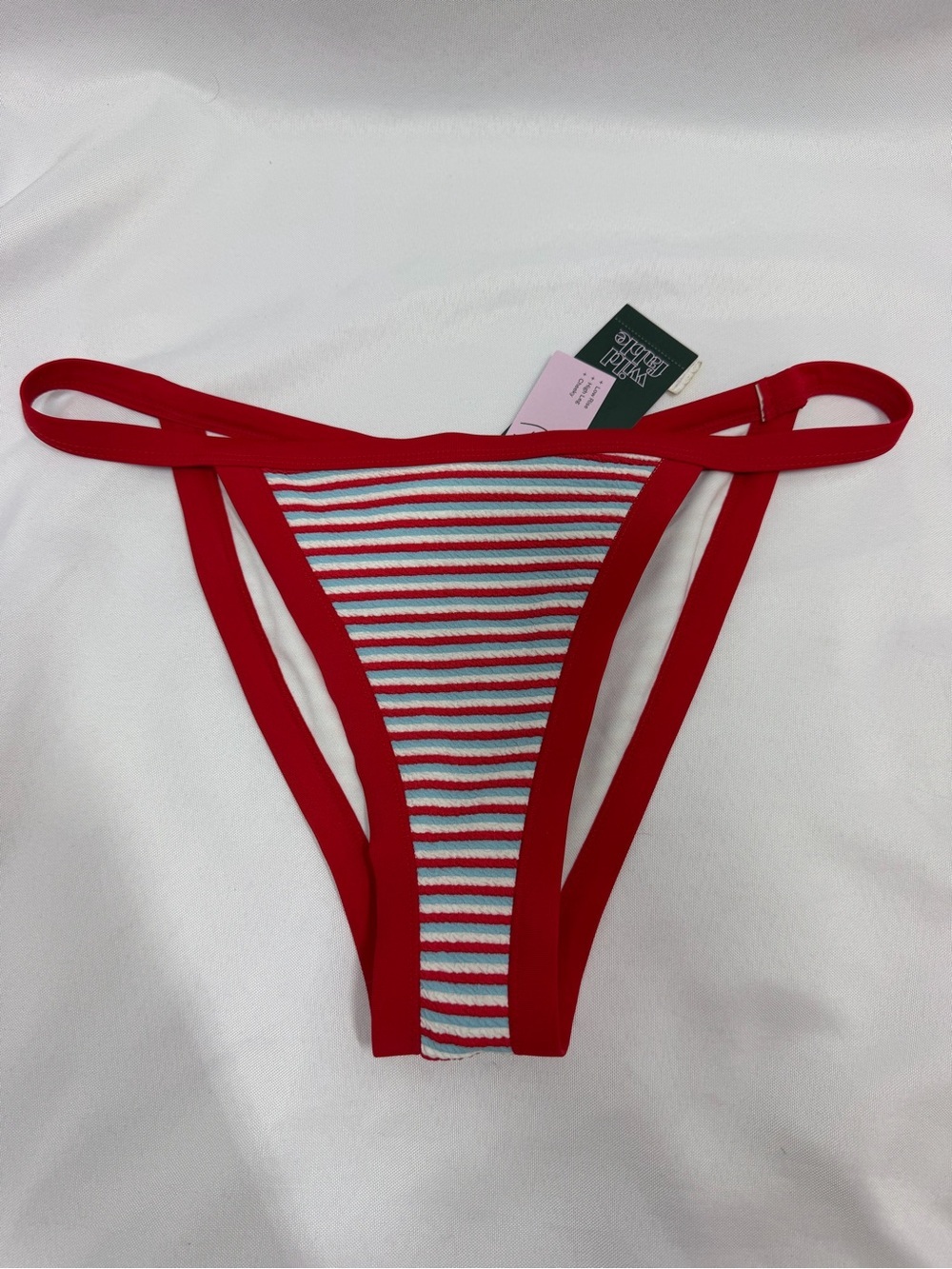 NWT Wild Fable | Cheeky High Leg Striped Swim Bottoms Red White Blue Size Small